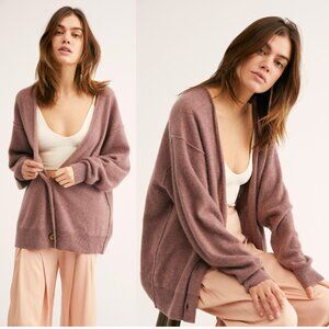 FREE PEOPLE School Boy Cashmere Cardigan Dusty Rose Size S